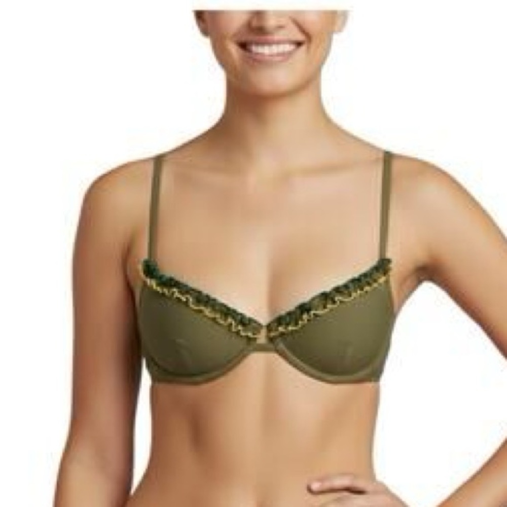 NWT Something Navy Daffodil bikini top olive
